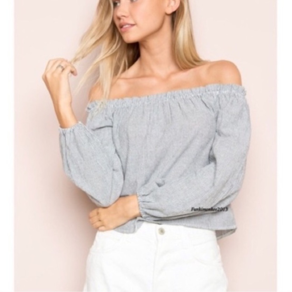 Brandy Melville Striped Off the Shoulder Top
